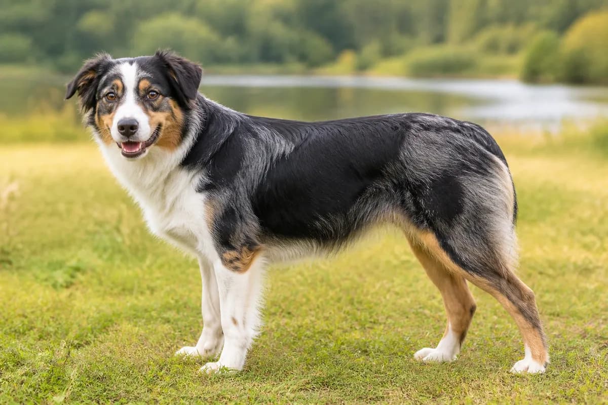 Cane in buona forma osservato di profilo durante una passeggiata